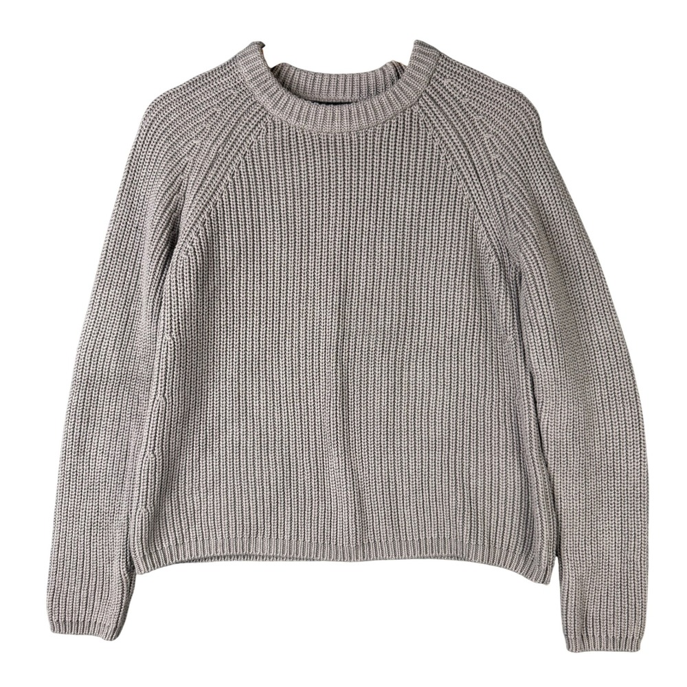 Quince 100% Organic Cotton Fisherman Crew Sweater Gray Size S Long Sleeve